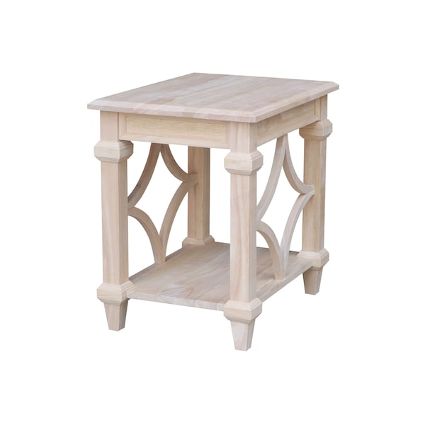 International Concepts Rectangle Josephine Solid Wood End Table with Shelf -, 18 in W, 24 in L, 24 in H, Wood, Unfinished OT-19E - main
